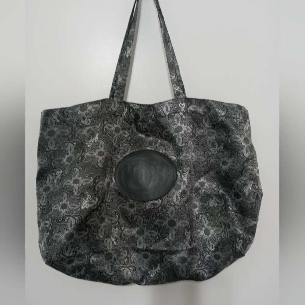 Sharif Gray silver Snake Print Tote Shopping Bag 23x13 Lightweight